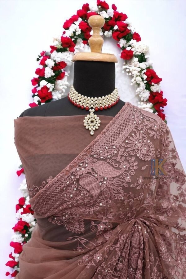 Pure Silver Net silk  Saree - Image 7